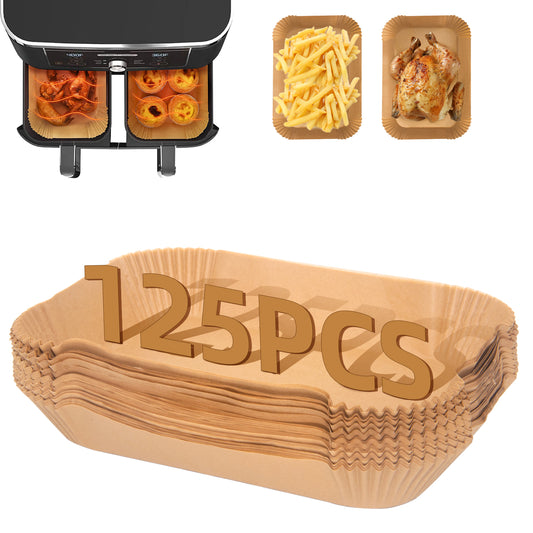 FIFHEN 125PC Air Fryer Liners, Ninja Air Fryer Paper Liners Disposable, Ninja Dual Air Fryer Accessories for Ninja AF300UK AF400UK, Salter, Tower and Other Dual Zone Air Fryer