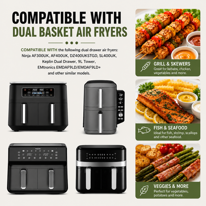 150PC Air Fryer Liners for Ninja Dual, FIFHEN Parchment Paper Air Fryer Liners Disposable, Air Fryer AF300UK AF400UK SL400UK Accessories Compatible with Ninja, Keplin, Tower, Other Dual Zone Air Fryer